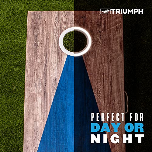 Image of Triumph Sports LED Regulation Cornhole Board Set with Light-Up Boards, 8 Weather-Resistant Cornhole Bags & Durable All-Wood Design Perfect for Tailgates, BBQs, Parties & Backyard Fun