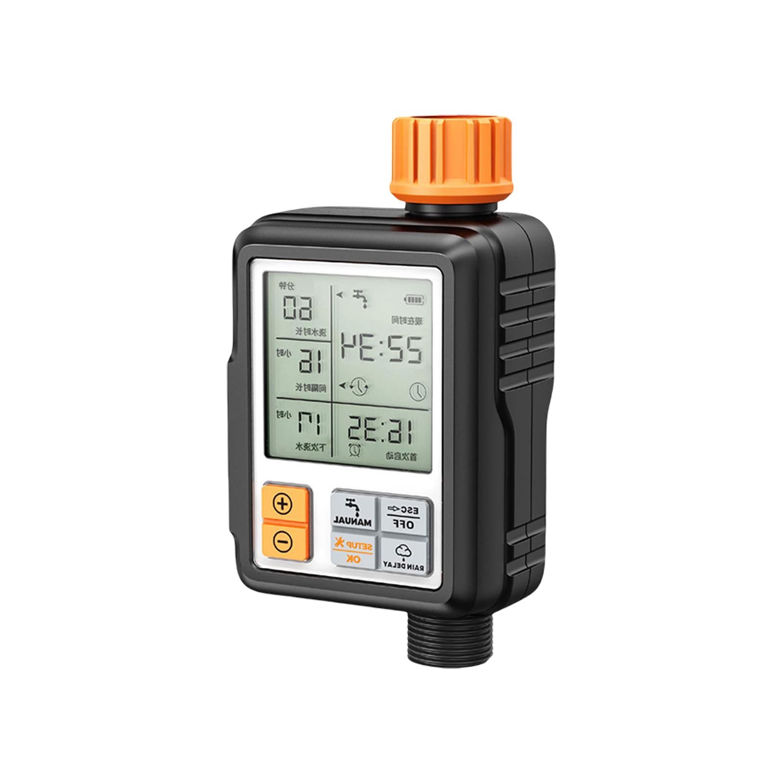 Greabuy Timer automatico per irrigazione delle piante con funzione di ritardo della pioggia, display LCD, alimentato a batteria, per interni ed esterni, irrigazione da giardino, attrezzi da
