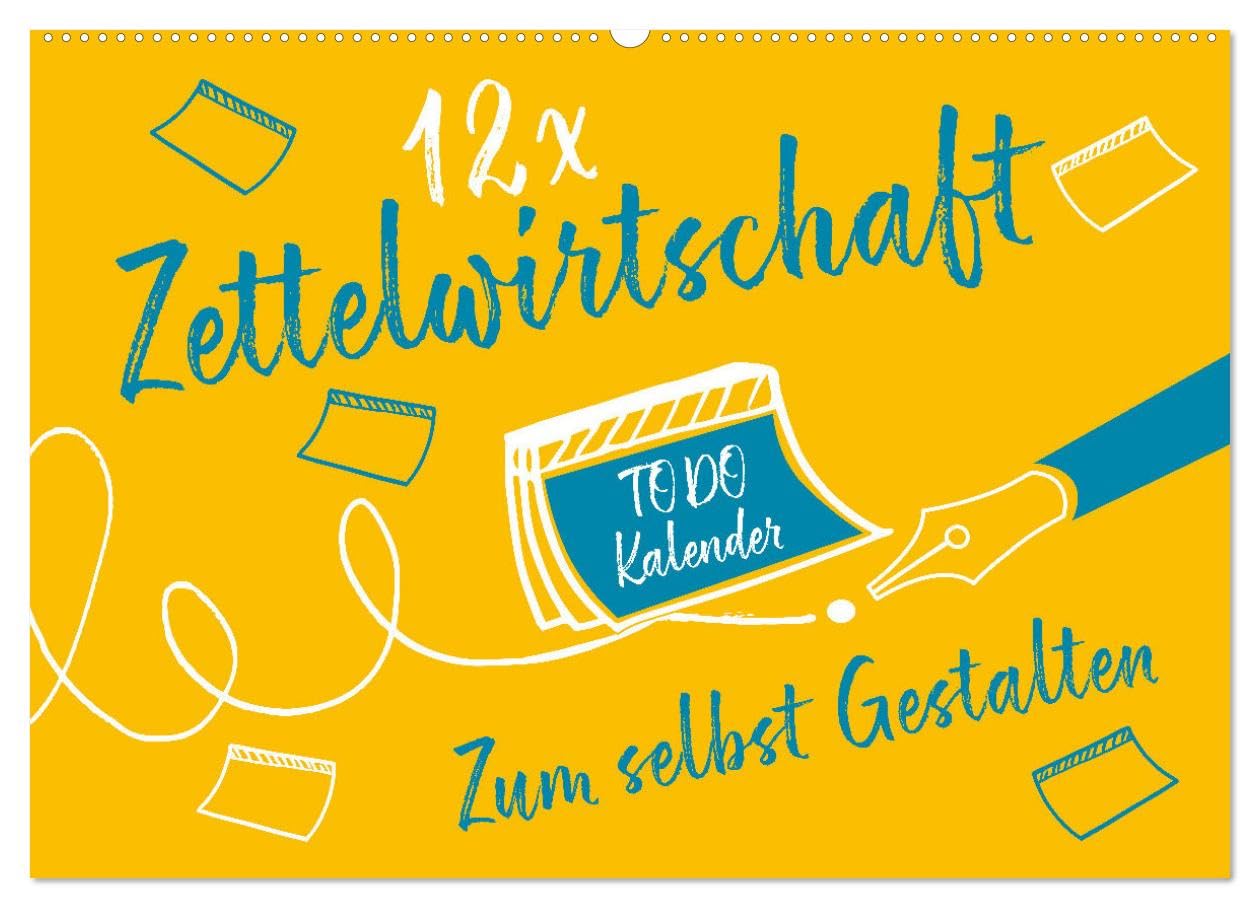 CALVENDO - 12 x Zettelwirtschaft - Bastelkalender (Wandkalender 2027 DIN A2 quer), Monatskalender: Ein Kalender für Ihre Post-Its - eine aufgeräumte "Zettelwirtschaft" für jeden Monat