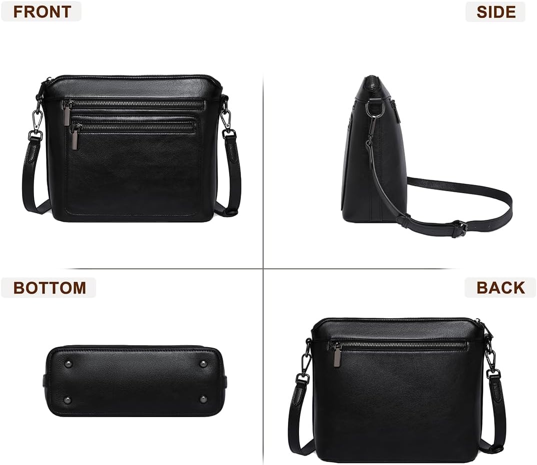 COOLCY Genuine Leather Crossbody Bags for Women Purses and Handbags for Ladies with Multiple Pockets Shoulder Satchel Bag - Image 6