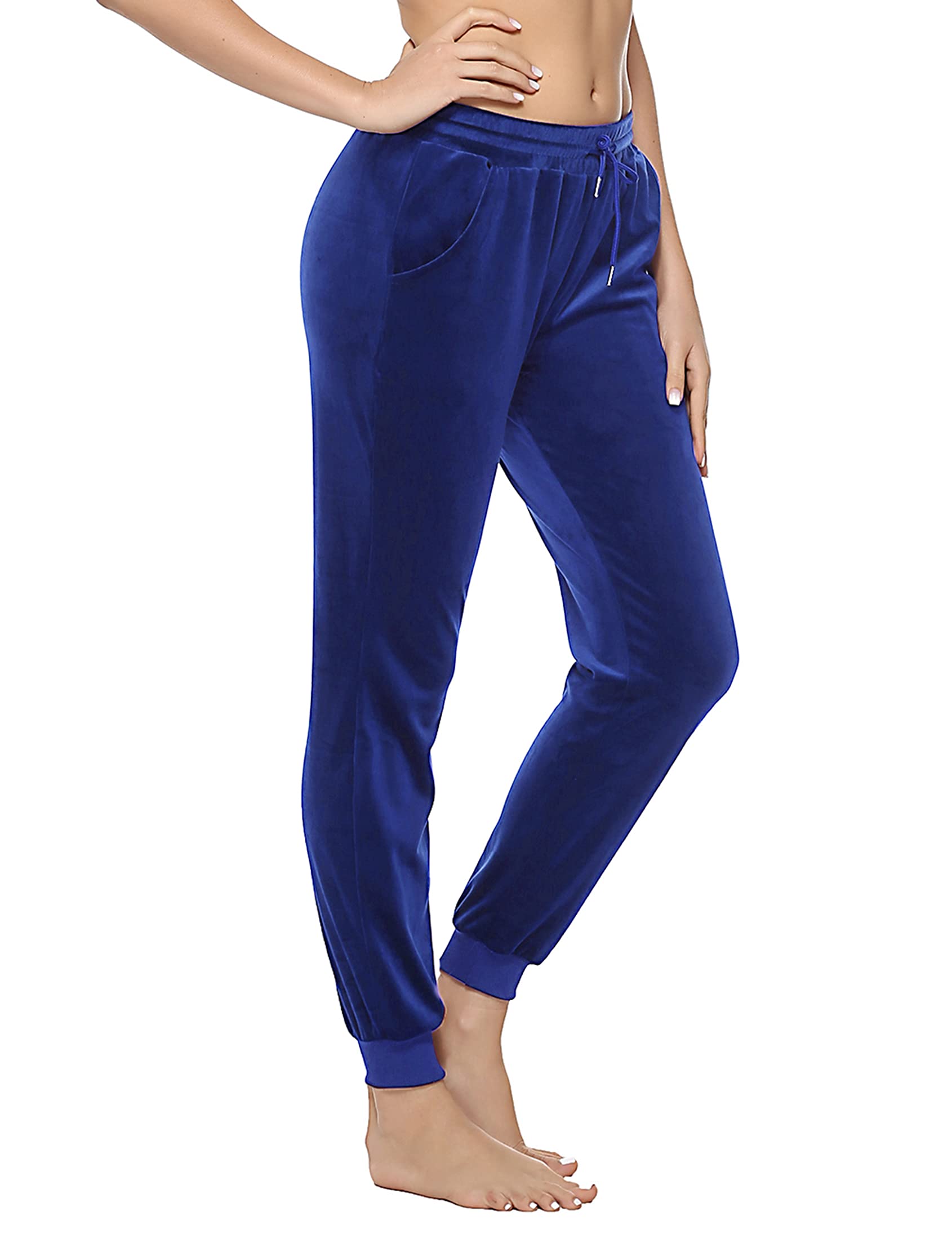 Aottori Pantaloni Velluto Donna Pantalone Ciniglia Invernale Pantaloni Tuta Velvet Pantaloni Sportivo Jogger Pantaloni Pigiama Comodo con Tasche e Coulisse per Casa Jogging Fitness Yoga