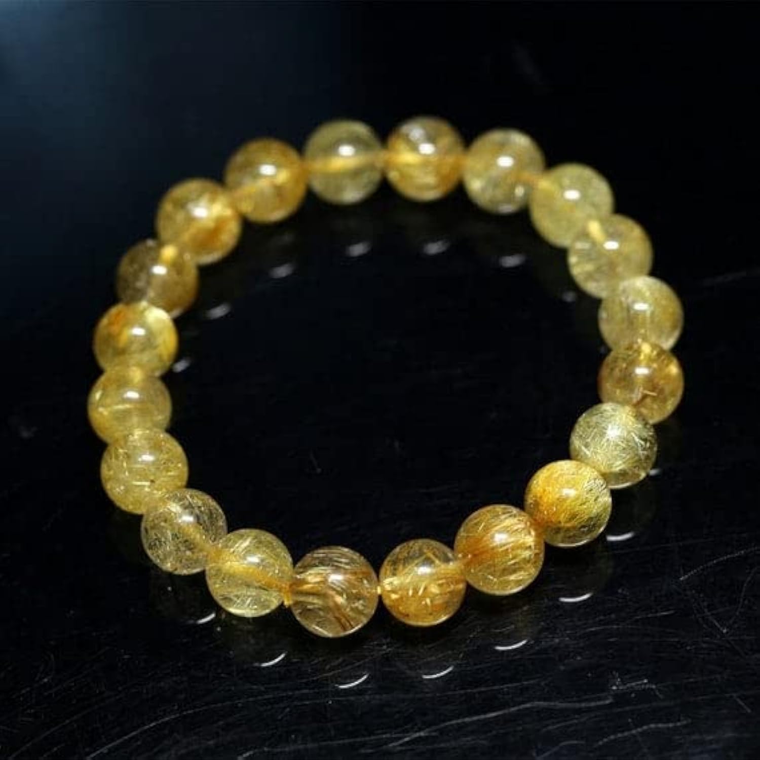 Quartz rutilé naturel bracelet élastique perles rondes 9mm pour bijoux