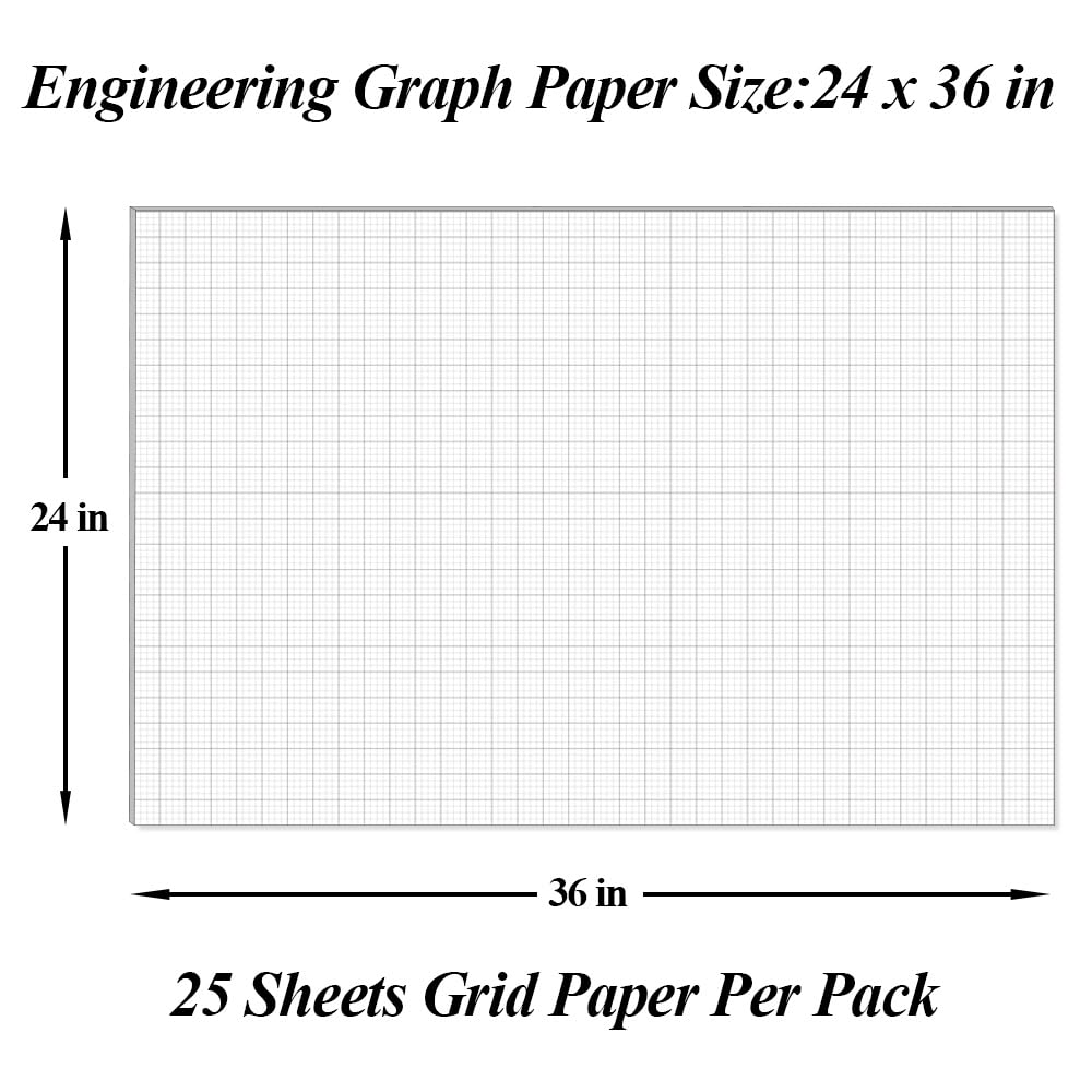 Engineering Drafting Paper 50 Sheet Large Graph Paper Pad - 24x36 Inches - 1/4 & 1 Inch Grid - Perfect For Architects, Engineers & Designers 1/4 Inch Grid Paper - View #11