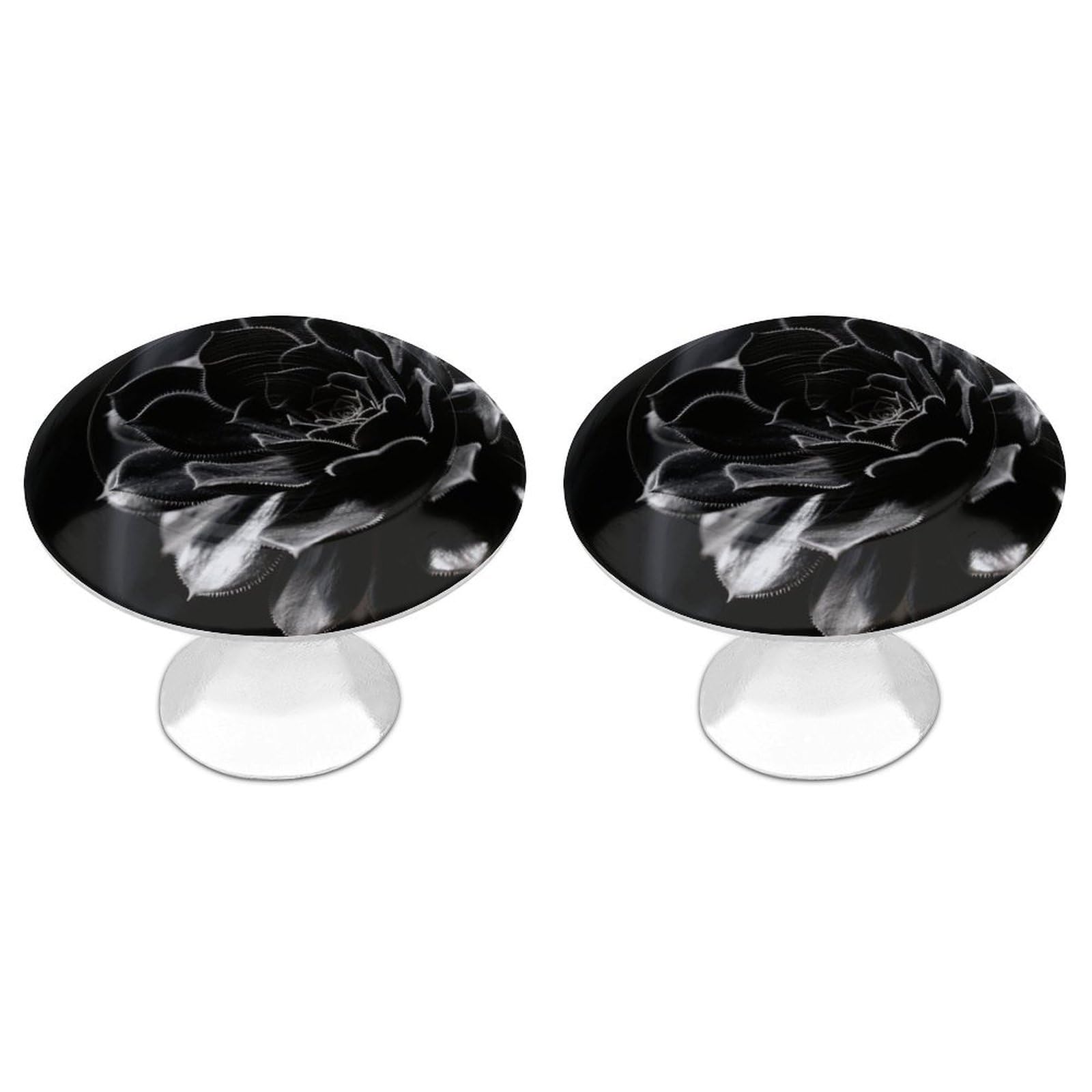 Fodpand White 2 Pack Cabinet Knobs 1.1 Inch Single Hole Drawer Pulls Handles Decorative Succulent Furniture Knobs For Dresser Kitchen Bathroom Cupboard Wardrobe Vanity Closet Door Hardware
