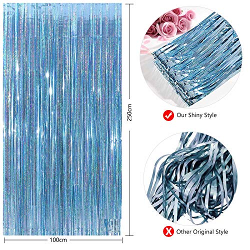 Image of CYLMFC Foil Fringe Curtains Party Decorations - 2 Pack 3 x 8ft Tinsel Backdrop for Party Photo Backdrop Wedding Bridal Shower Bachelorette