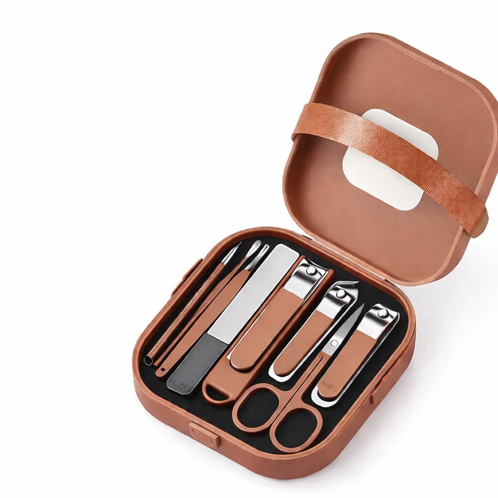 8-in-1 Portable Nail Clipper Set – Stainless Steel Manicure Pedicure Kit for Men & Women – Fingernail & Foot Nail Cutter Set in Compact Travel Case – Grooming Gift Kit