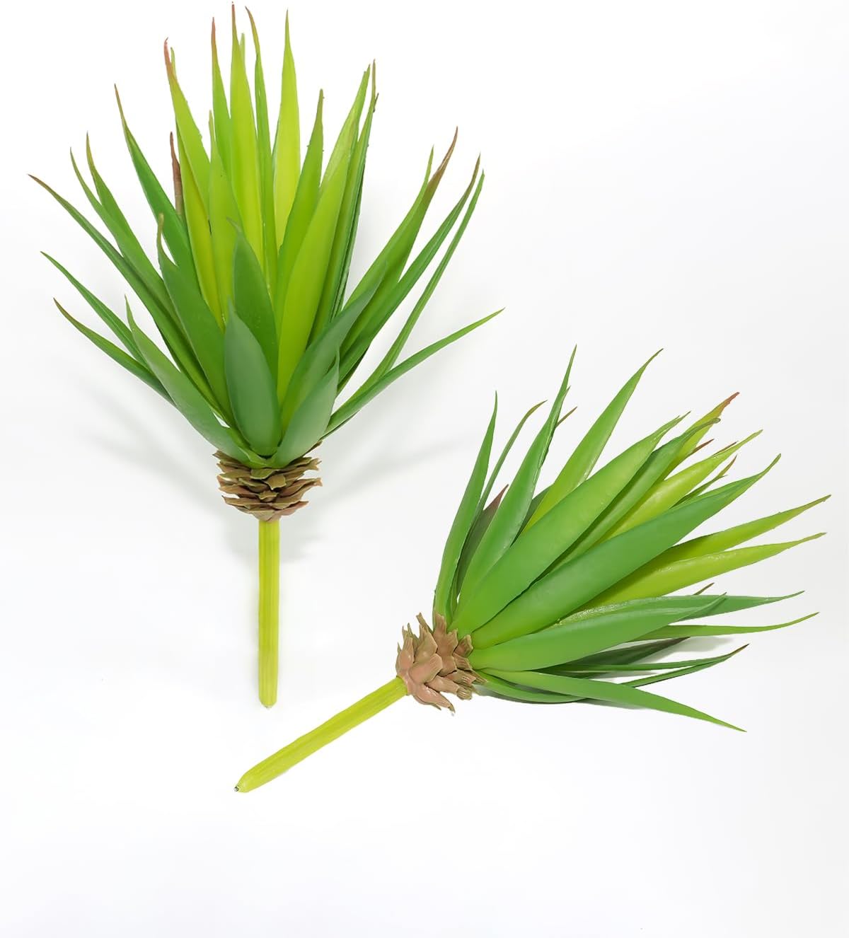 – LJY 2 Pcs Green Artificial Succulent Plants Yucca 20 cm, Fake Cactus Faux Greenery for Indoor Desk, Bathroom and Kitchen Shelf Decor, Realistic Stem Foliage (20 cm / 7.87 in)