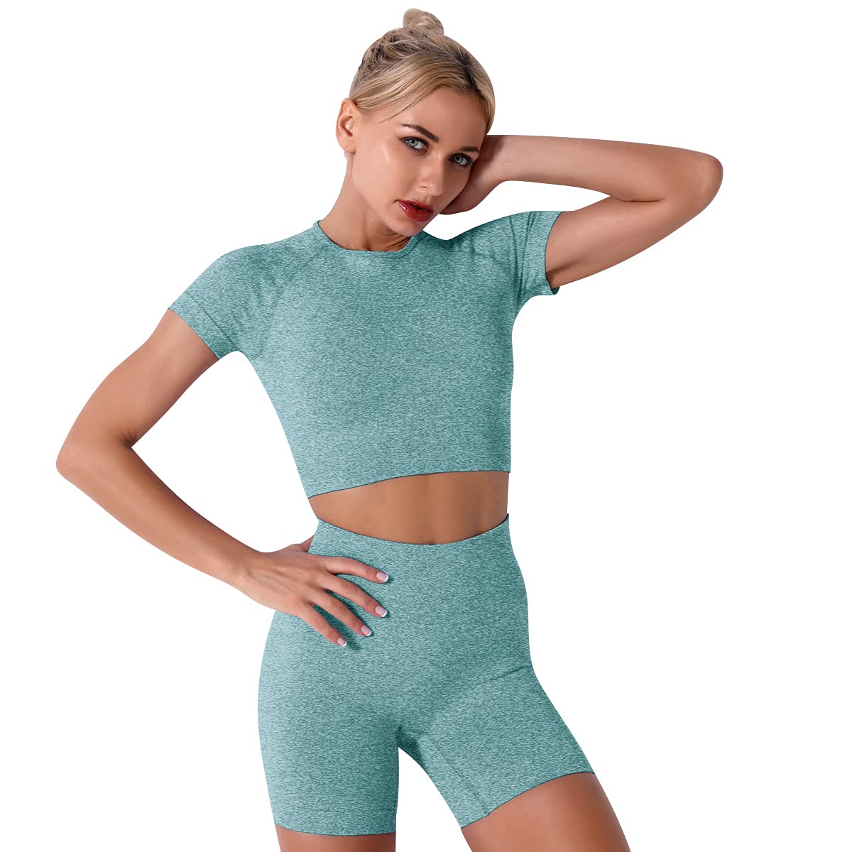 Women's Yoga Outfit Seamless Workout Set High Waist Exercise Shorts Pants with Sport Bra 3PCS Tracksuit Gym Tracksuits