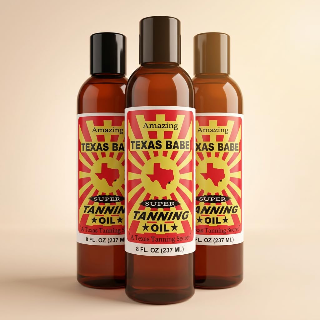 Texas Babe Tanning Oil Original 8 oz (Pack of 3) – Natural Outdoor Tanning Oil, No Mineral Oil, No SPF, Made in Texas