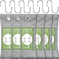 6er-Pack Bambuskohle-Luftreinigungsbeutel, Aktivkohlebeutel Geruchsabsorber, Feuchtigkeitsabsorber, natürlicher Auto-Lufterfrischer, Schuh-Desodorierer, Geruchsbeseitiger für Zuhause, Haustier, Schran