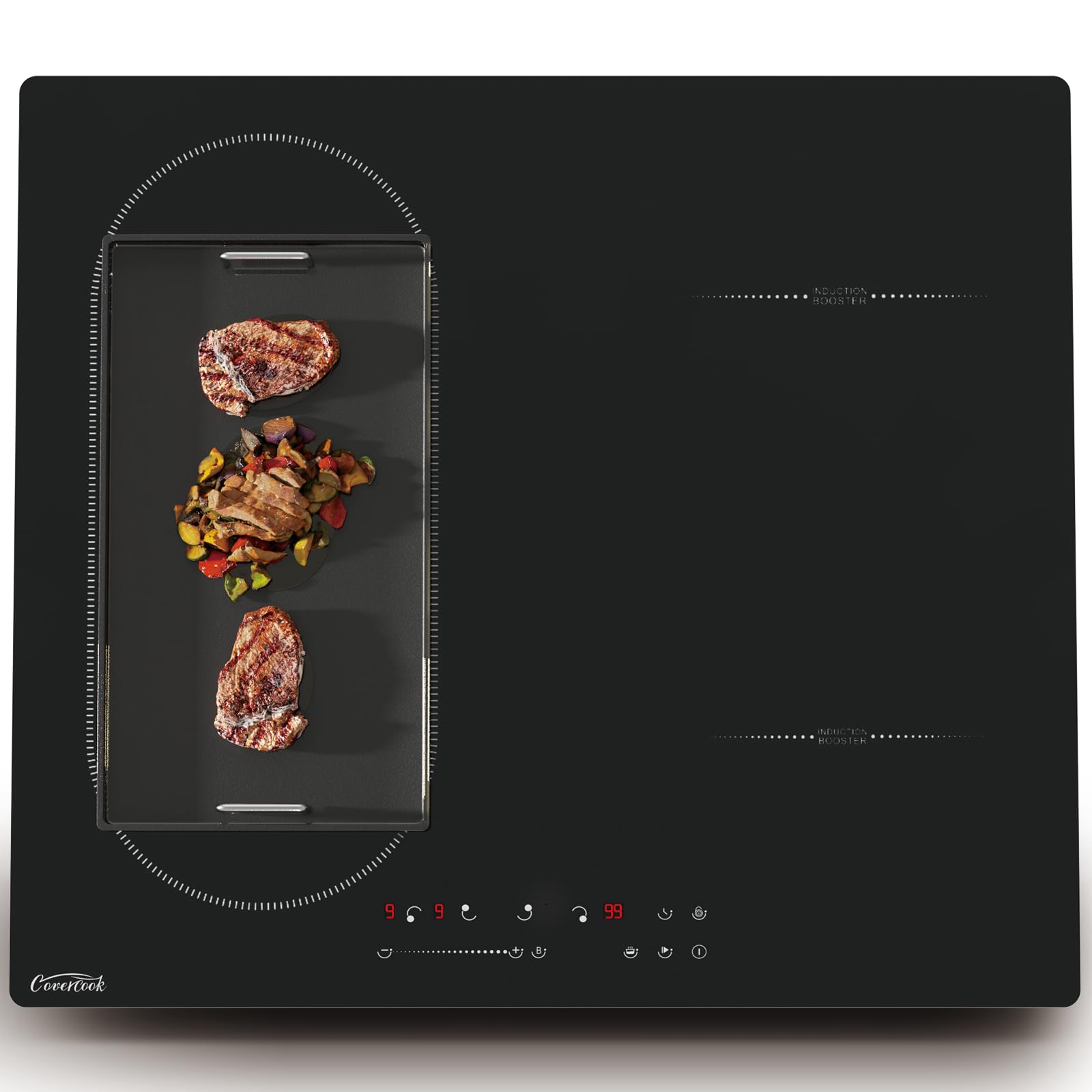 COVERCOOK Plug in Induction Hob 13 Amp 2800W, 4 Zones Plug in Electric Hob 60cm, Induction Hob Touch Control with Timer, Child Safety Lock, Keep Warm, Pause Function, Boost, Black — view 10