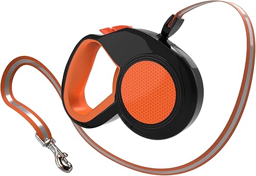 Miniatura 8 de Correa retráctil duradera para perro con bloqueo de seguridad de 16 pies de longitud ajustable, agarre ergonómico y diseño sin enredos para perros