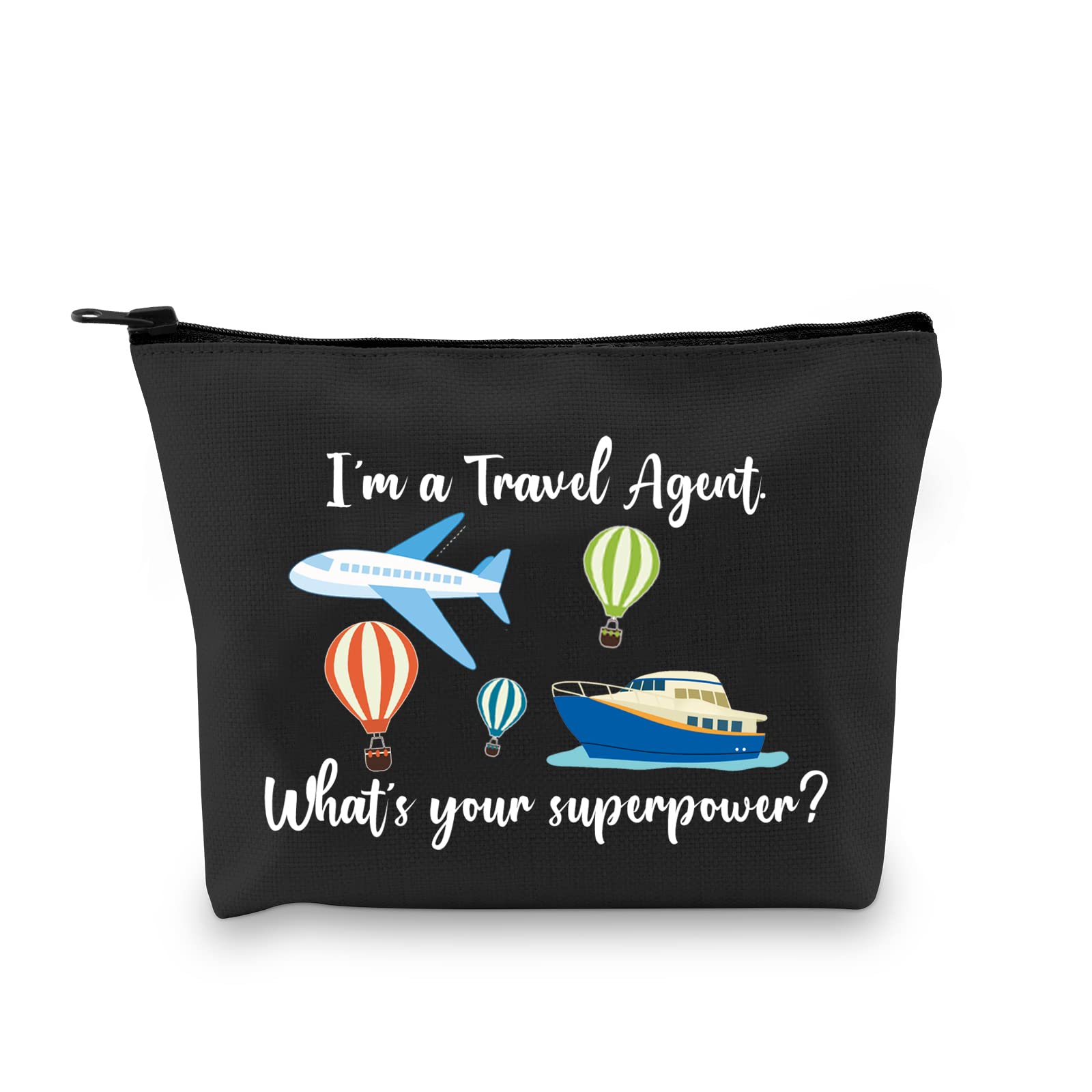 G2TUP Travel Agent Gift Thank You Travel Agent Travel Toiletry Bag I' m a Travel Agent What's Your Superpower Zip Organizer Christmas Gifts, Travel Agent Black