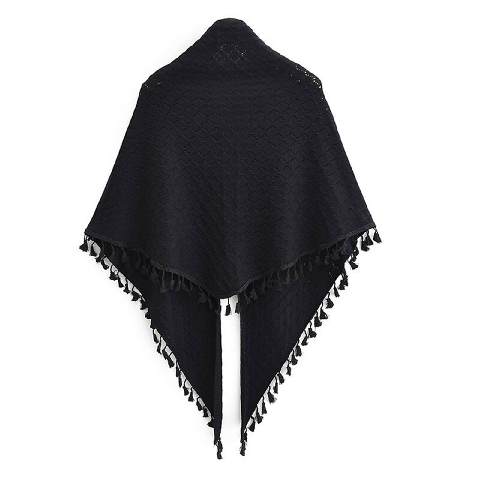 Chal de punto con borlas, elegante capa, exterior fina for primavera y otoño Chal de invierno