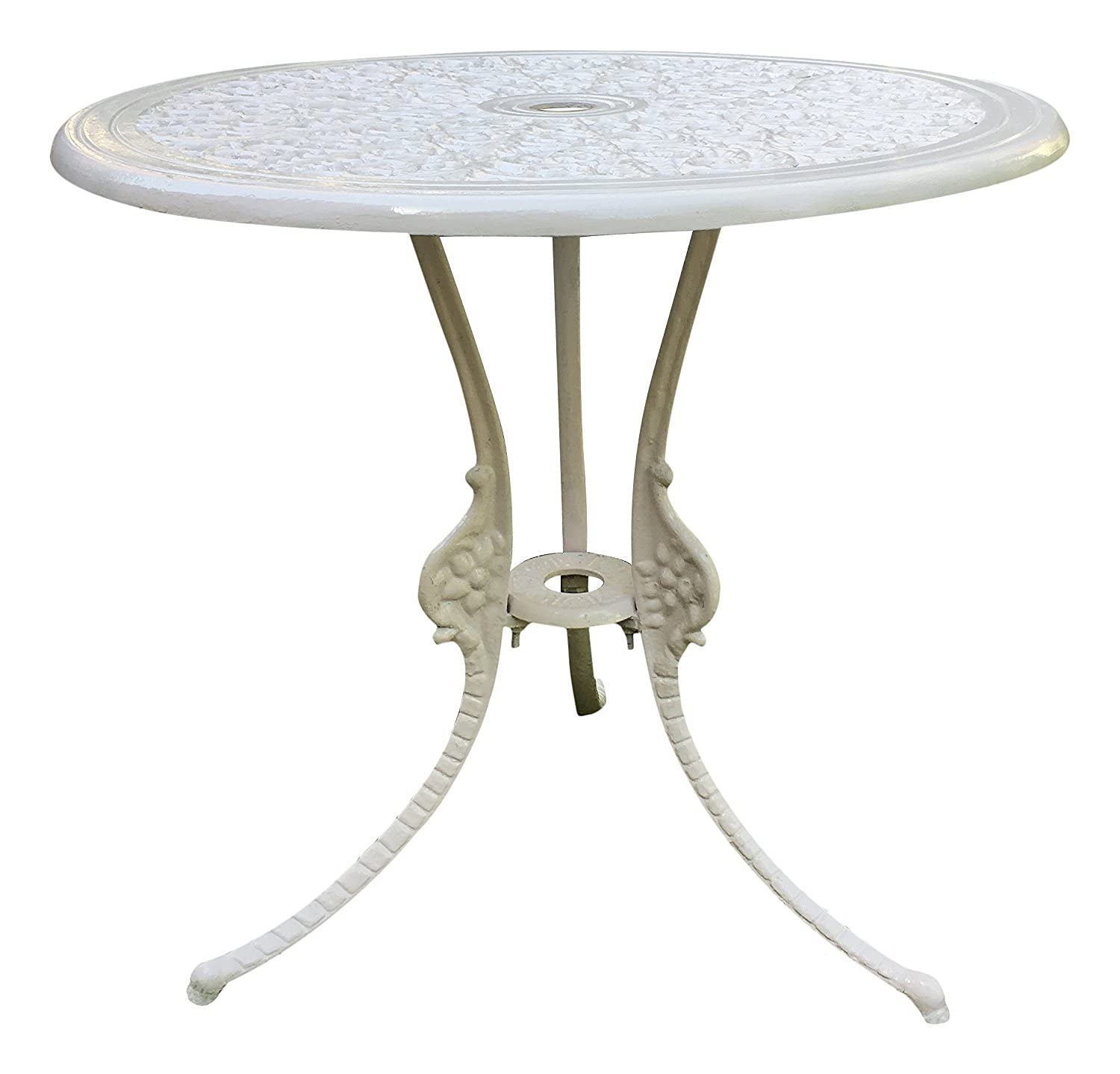 Art & Abode Regalia Series Cast Aluminium Furniture | Round Patio Table for Garden, Balcony, Bistro, Rooftop, Cafe, Restaurant & Dining | Durable Cast Aluminium Patio Table (White)-image-47