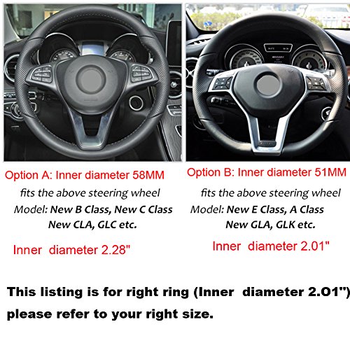 Angelguoguo Decorative Steering Wheel Logo Trim Cover For Mercedes Benz A Class B Class C Class E Class Glk (Inner Diameter 2.01'', Red) #TOP4
