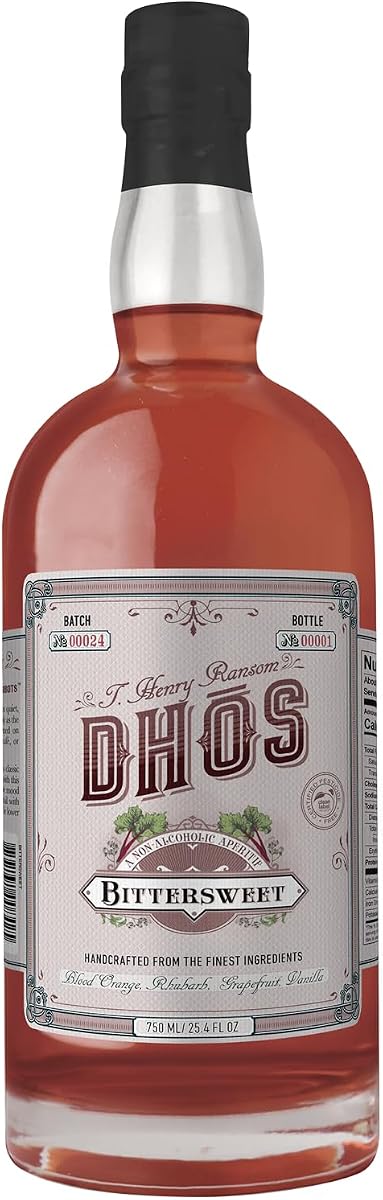 Aperitivo agridulce sin alcohol hecho a mano Dhos - Keto-Friendly, cero azúcar, cero calorías, prueba cero - 750 ML - Perfecto para cócteles sin alcohol, sabores de ruibarbo y hierbas amargas - Hecho en EE. UU., Aperol Spritz