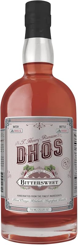 Aperitivo agridulce sin alcohol hecho a mano Dhos - Keto-Friendly, cero azúcar, cero calorías, prueba cero - 750 ML - Perfecto para cócteles sin alcohol, sabores de ruibarbo y hierbas amargas - Hecho en EE. UU., Aperol Spritz