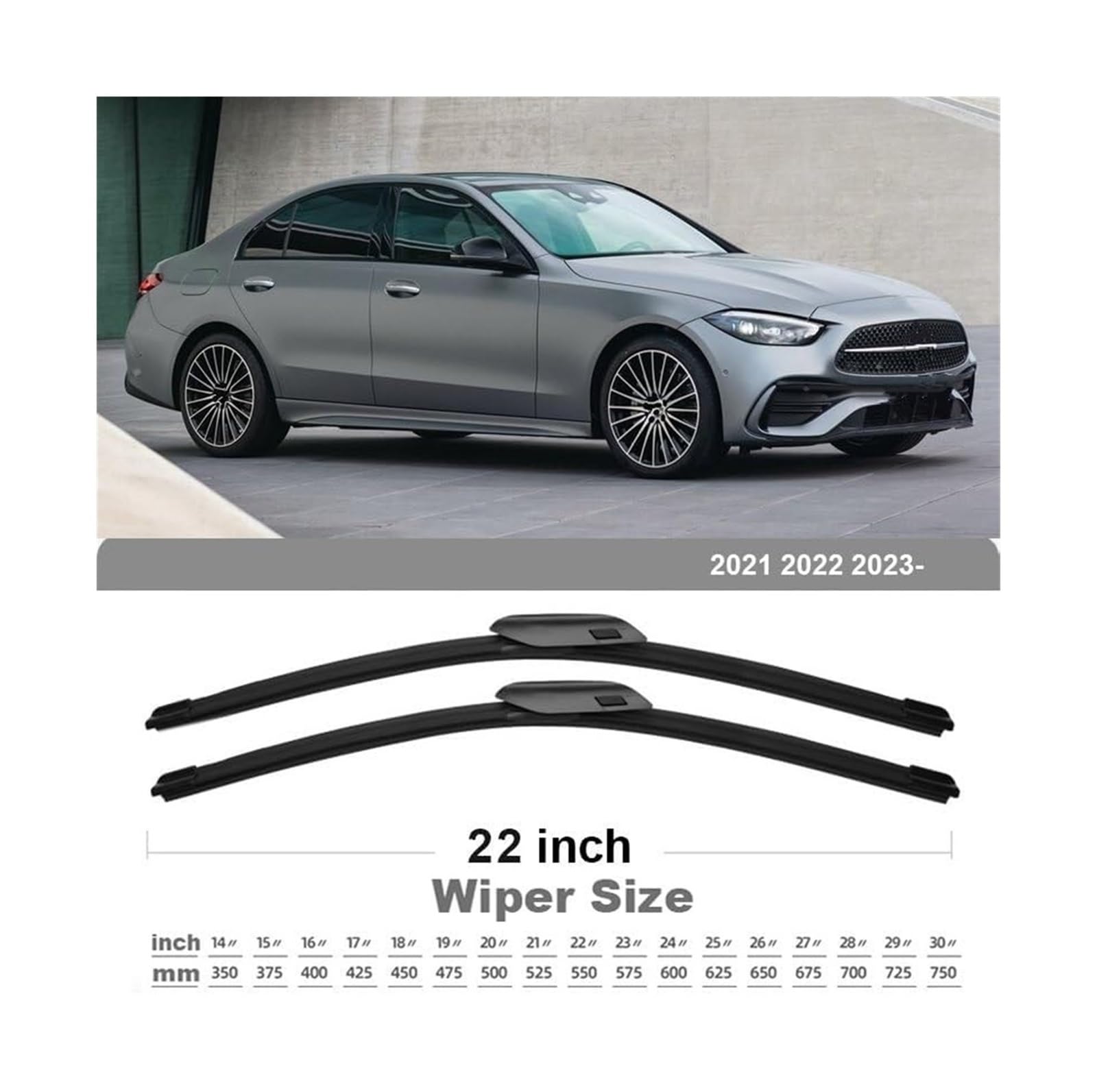Auto Limpiaparabrisas Para Benz Clase C W206 S206 2021 2022 2023 C180 C200 C220d C300d C300 C400 Escobillas Limpiaparabrisas Delanteras Coche 22"+22"