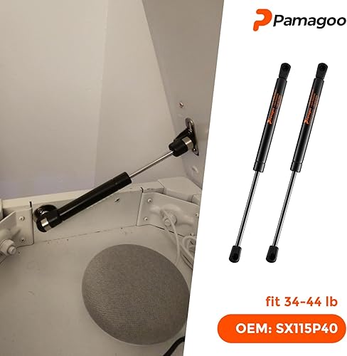 Miniatura 106 de Puntales de elevación de gas de 12 pulgadas, C16-10788, 35 libras; para cámper Leer, Snugtop, ventana trasera de cámper, tapa de caja