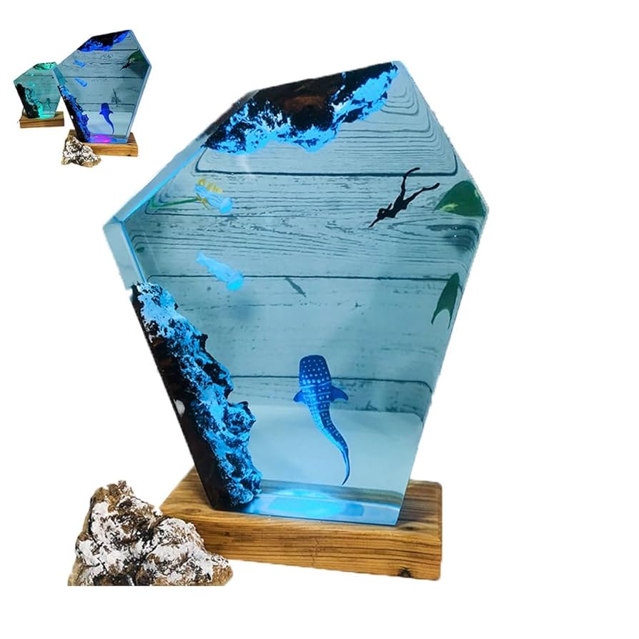 樹脂木製ランプ,海オーシャンランプ, 手作り木製テーブル樹脂ランプ, 寝室装飾 Amazon.co.jp : 海をテーマにしたジオラマ, 手作り木製テーブル