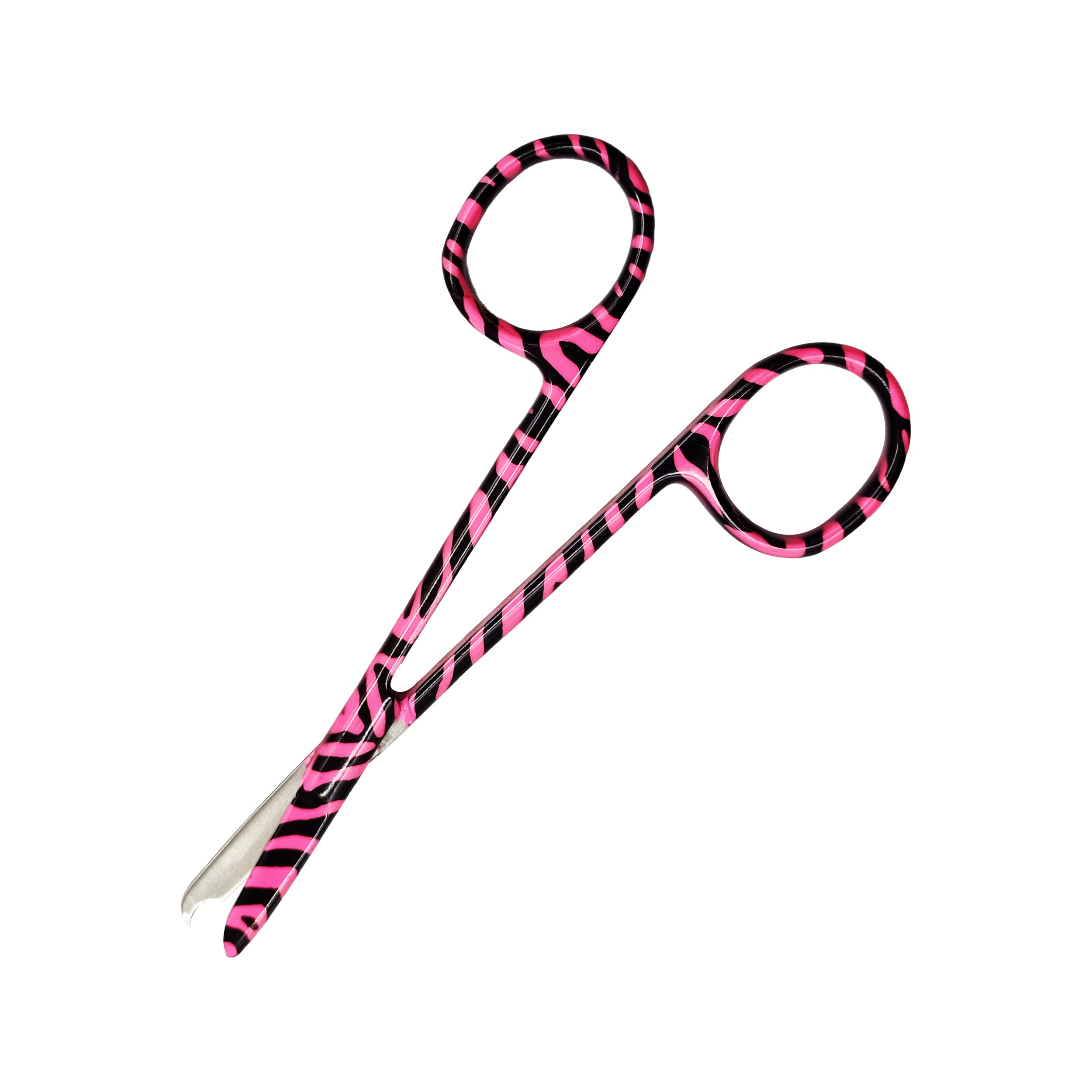 Cynamed Suture Stitch Scissors 4.5" with Crescent Delicate Hook- Perfect for Suture Removal, First Aid, EMS Training and More Premium Quality Instrument- Stainless Steel (Zebra, Pink)