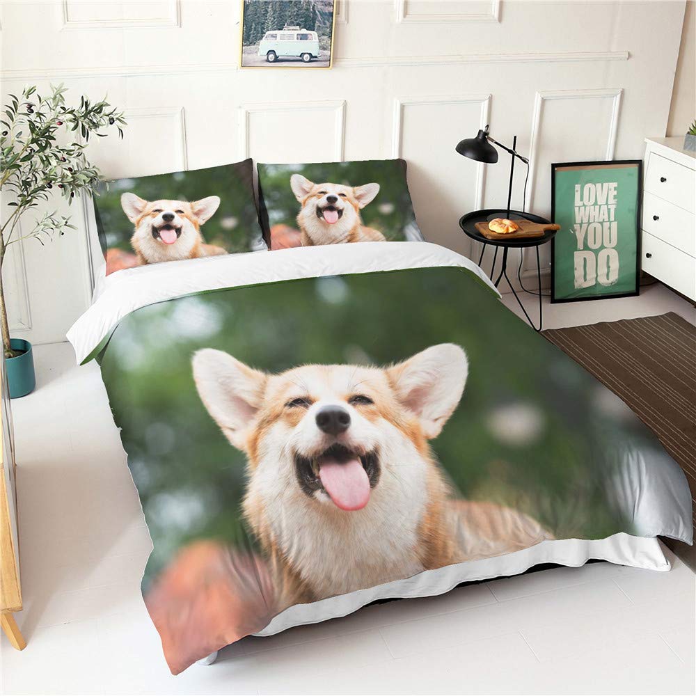 Parure de lit 2 personnes motif Corgi pour une chambre d'amis accueillante