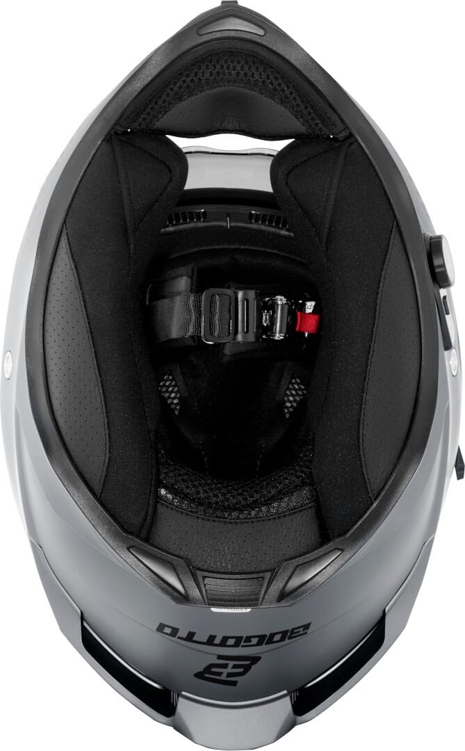 Bogotto H153 BT Bluetooth Helm, grau matt, S | Leicht zu wechseln