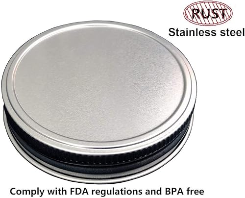 Miniatura 2 de ThinkChances Tapas de almacenamiento de boca regular de acero inoxidable resistentes a la oxidación con sellos de silicona reutilizables para