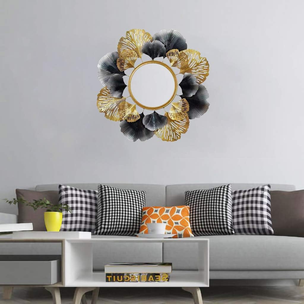 Decorative Round Mirror - Modern Hanging Mirror, 29" Metal Frame - Wall Decor for Living Room, Bedroom, Bathroom