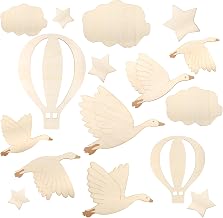 19 Pieces Children's Room Decoration Swan Stars White Clouds Hot Air Balloon Wooden Wall Decoration Perfect for Children's Bedrooms and Living Rooms