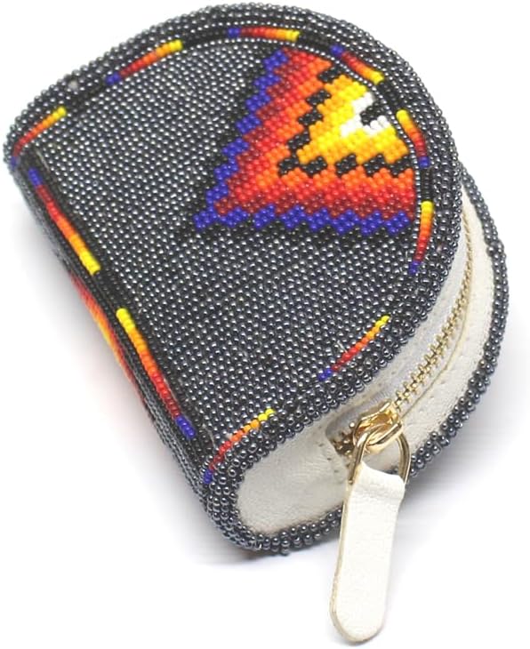 Lavivia Handmade Beaded Coin Purse, Native American Style Beaded Coin Pouch, Colorful Czech Seed Beads Coin Bag, Small Wallets for her, Birthday, Graduatiaon Gifts. Grey - Image 3