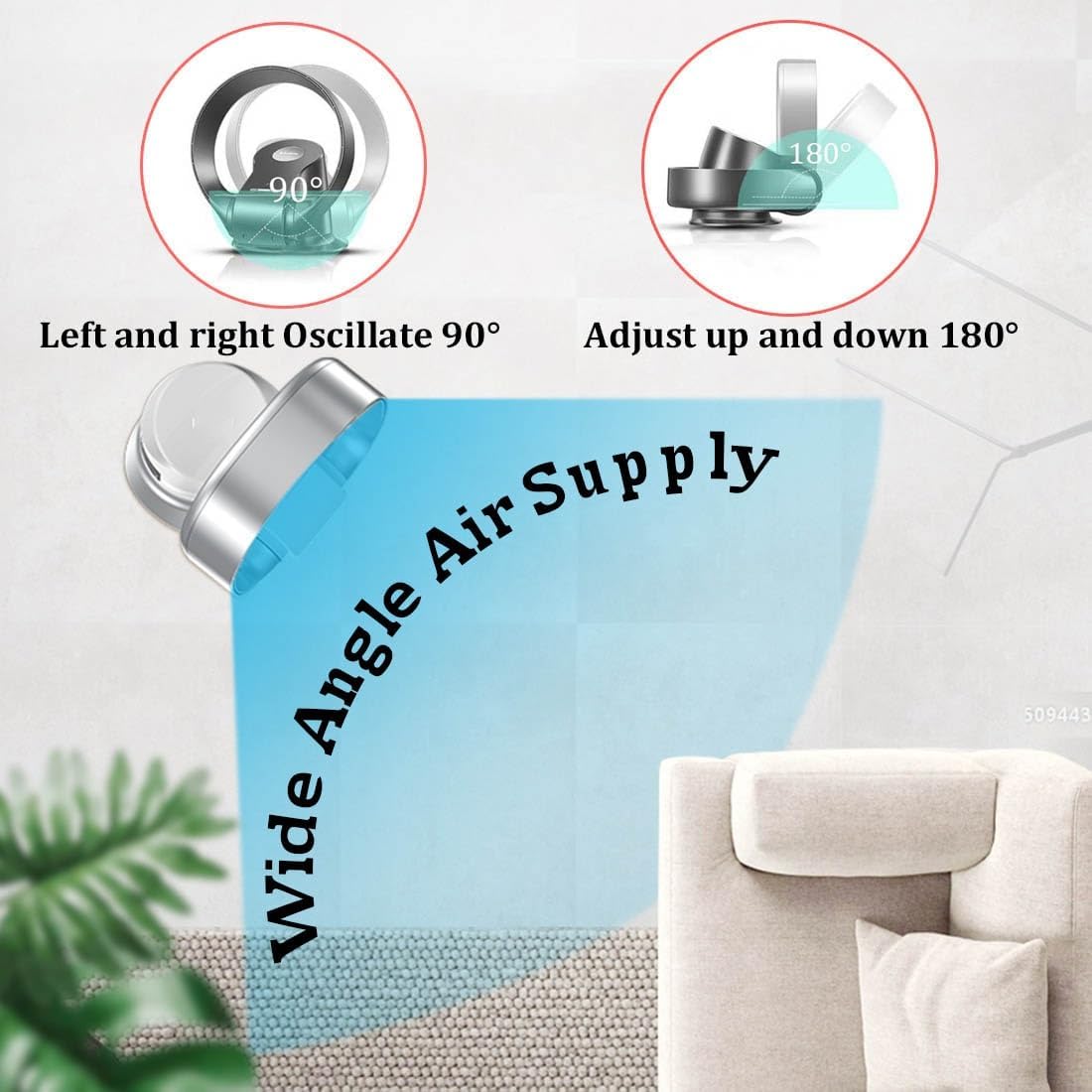 Bladeless Tower Fan Wall Mount Fan for Office - Quiet & Powerful Space Cooling Desk Cooling Fan Standing Fan - Personal Air Cooler Black White