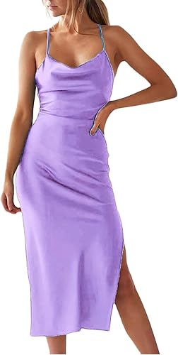 Miniatura 3 de xxxiticat - Vestido de satén sin mangas con tirantes delgados para mujer, para playa, noche, fiesta, de cuello esbozado, con lunares, de leopardo