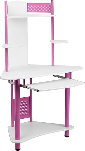 Miniatura 11 de Flash Furniture Walker - Escritorio esquinero para computadora con gabinete Azul y blanco,Rosado y blanco,https://www.amazon.com/dp/undefined