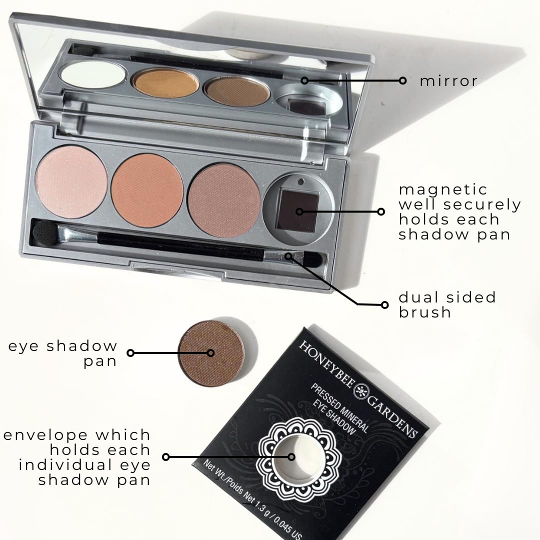 Honeybee Gardens Skinny Dip - Paleta de sombras de ojos recargable, ingredientes naturales, sin gluten, vegana, sin parabenos