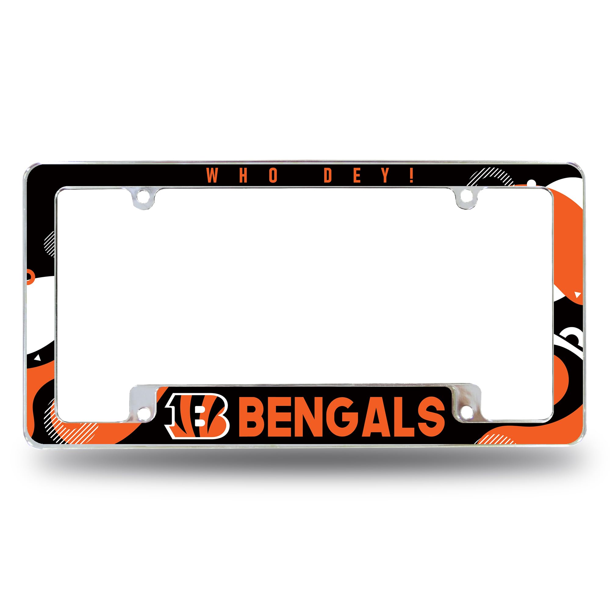 Rico Industries Cincinnati Bengals Wave 12x6 Chrome All Over License Plate Frame AFC3540B