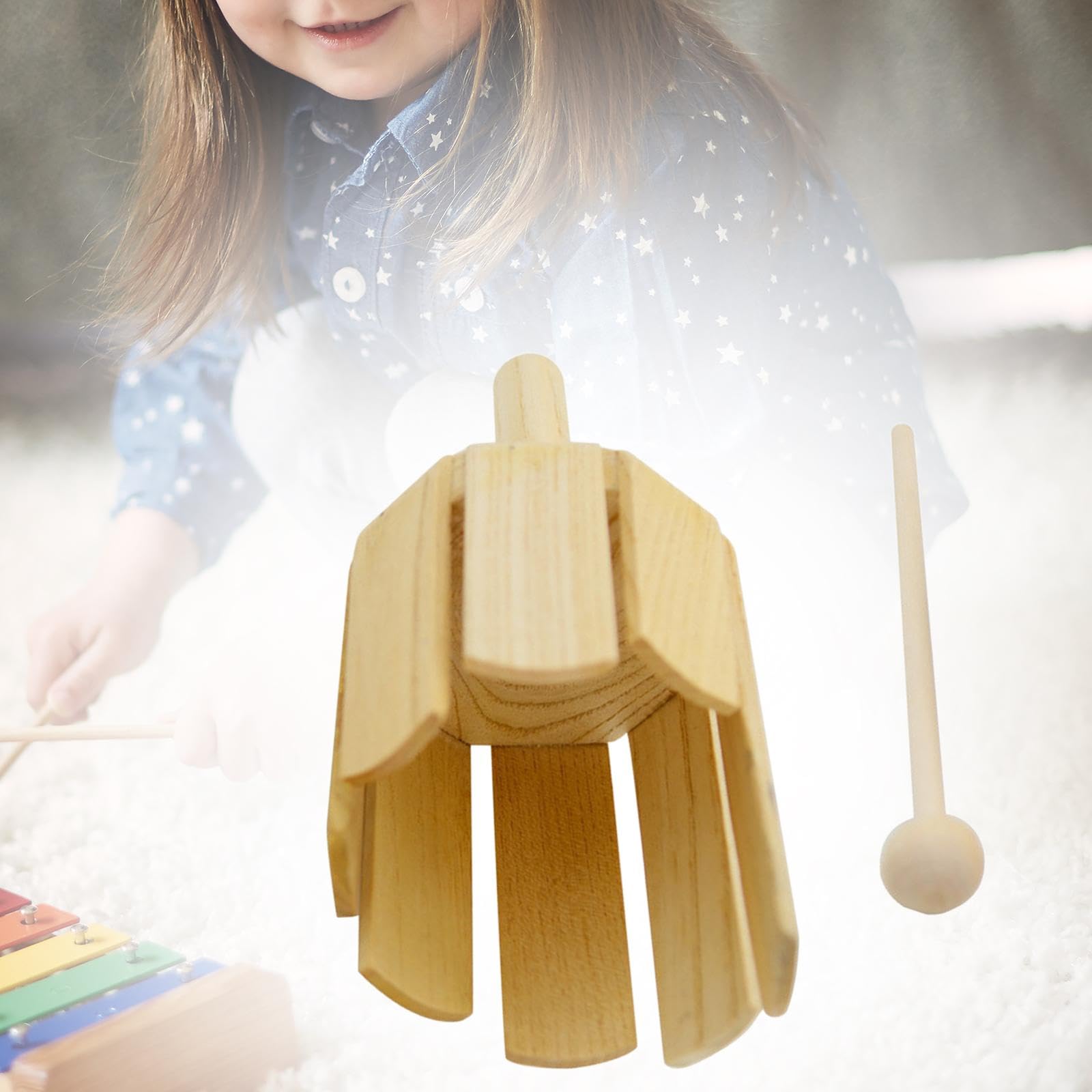 harayaa Holzrührtrommel, Kinder-Holzschlaginstrument, Montessori-Erleuchtung, Holzsounder mit Schlägel für Familiensitzungen