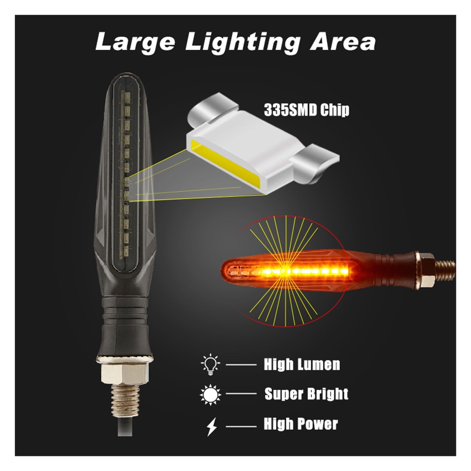 Intermitentes LED para Motocicleta E11 Homologados, Luz Intermitente con Relé Incorporado, Indicador De Señal Giro para 335SMD Resistente Al Agua Motocicleta Intermitentes señalizacion