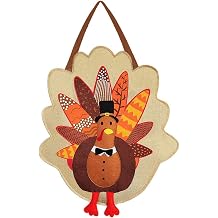 FORUP Burlap Turkey Door Decor - Thanksgiving & Fall Decoration, Garden Flag, Front Door Hanging Sign
