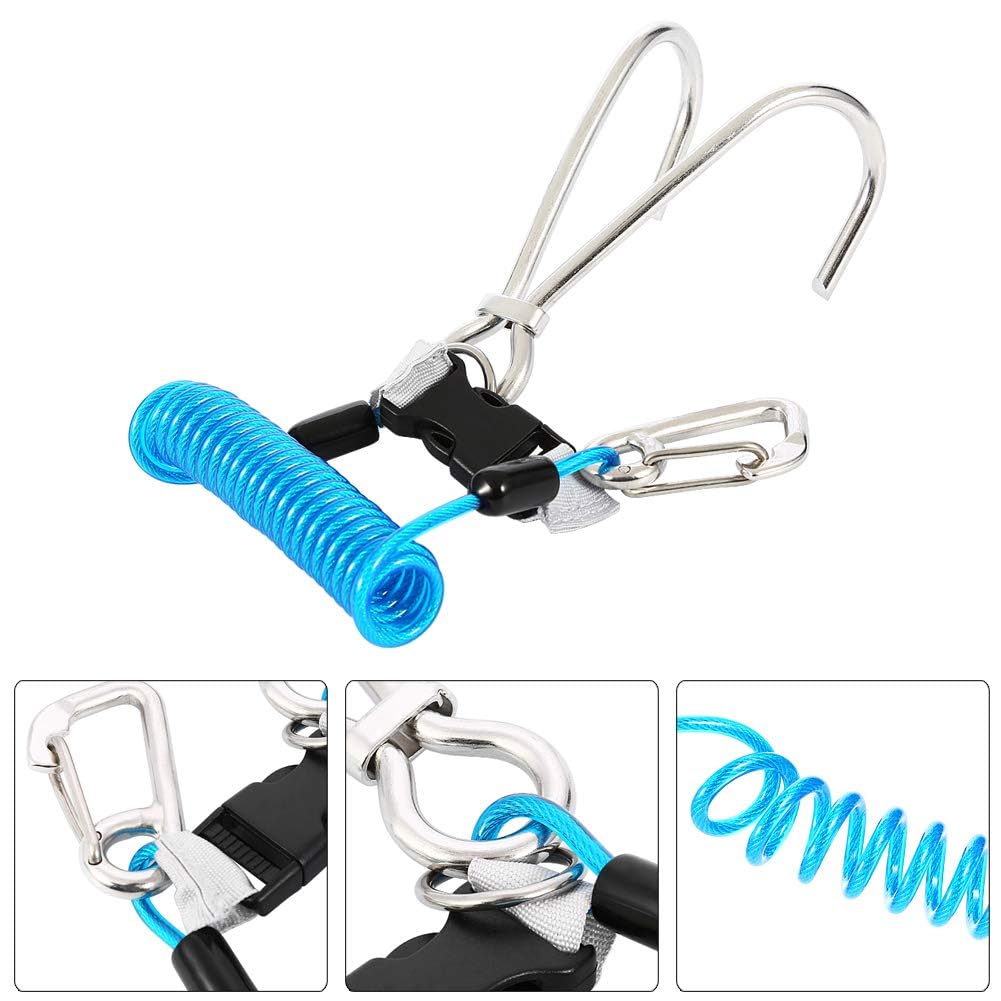 Alomejor Reef Hook Diving Reef in Acciaio Inossidabile Doppio Gancio con Spirale a Spirale Accessori di Sicurezza per Immersioni
