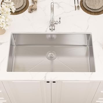 32 Inch Undermount Kitchen Sink - 32X19 Undermount Sink 16 Gauge Stainless Steel Single Bowl sink, 9-Inch Deep Undercounter Handmade sink for Kitchen & Home Use