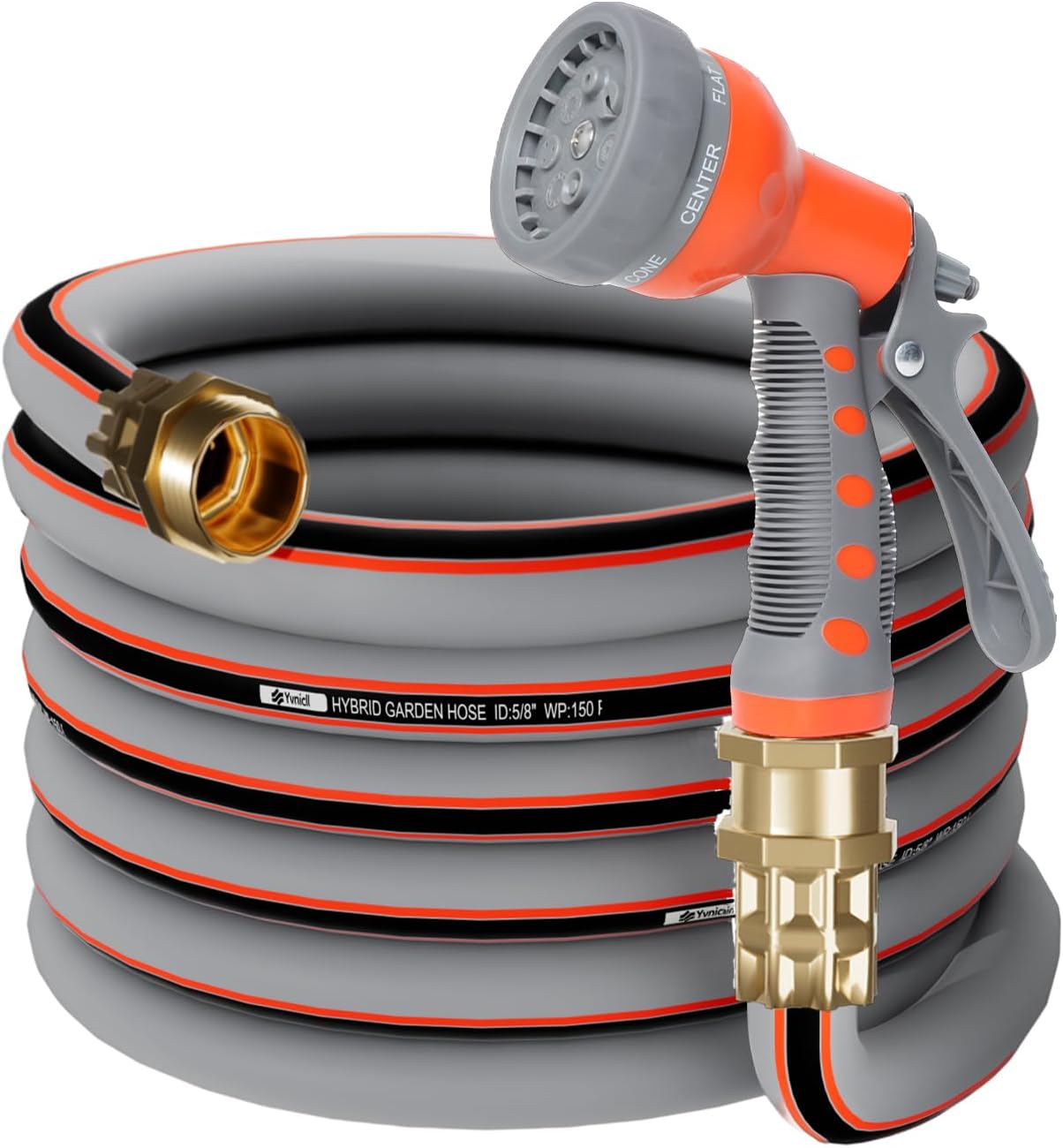 Yvnicll Rubber Garden Hose 50 ft 5/8,Heavy Duty Water Hose