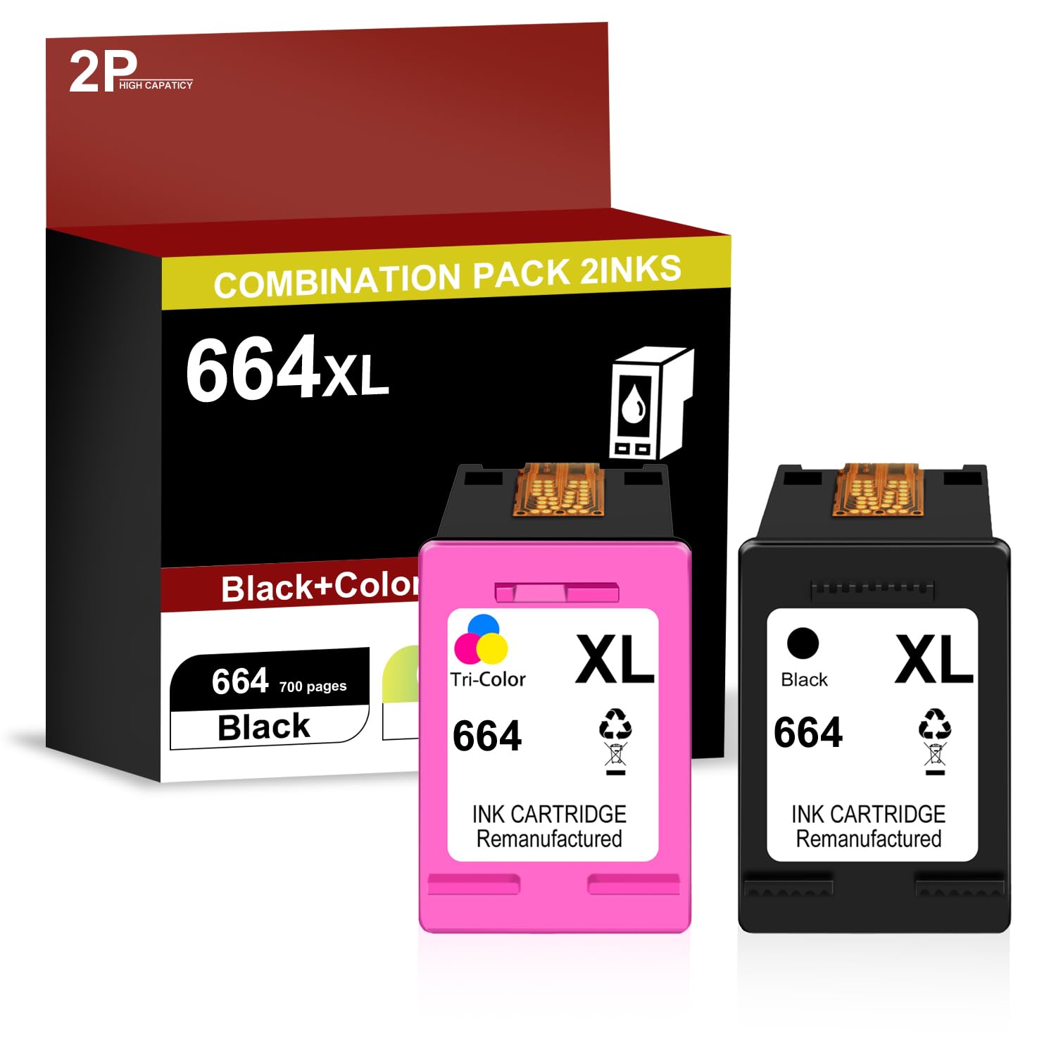 DMAOCO 664XL Ink Cartridges Compatible for HP 664 XL for HP DeskJet 1115 1118 2135 2138 2675 2676 2677 2678 3635 3636 3775 Printers (Black, Tri-Color) Combo