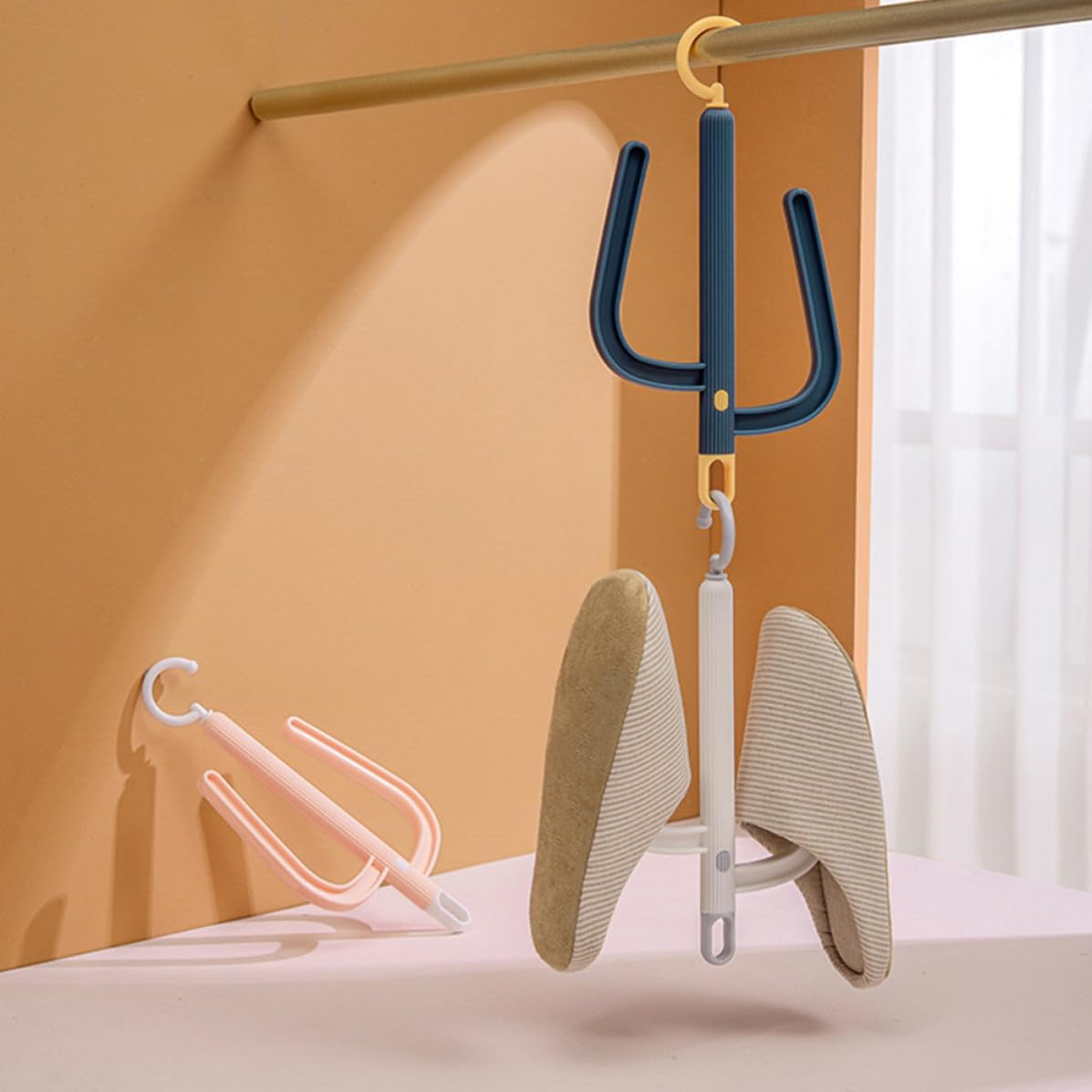ABS Shoes Hanger Drying Rack for Sandals and Flats, Navy Hook