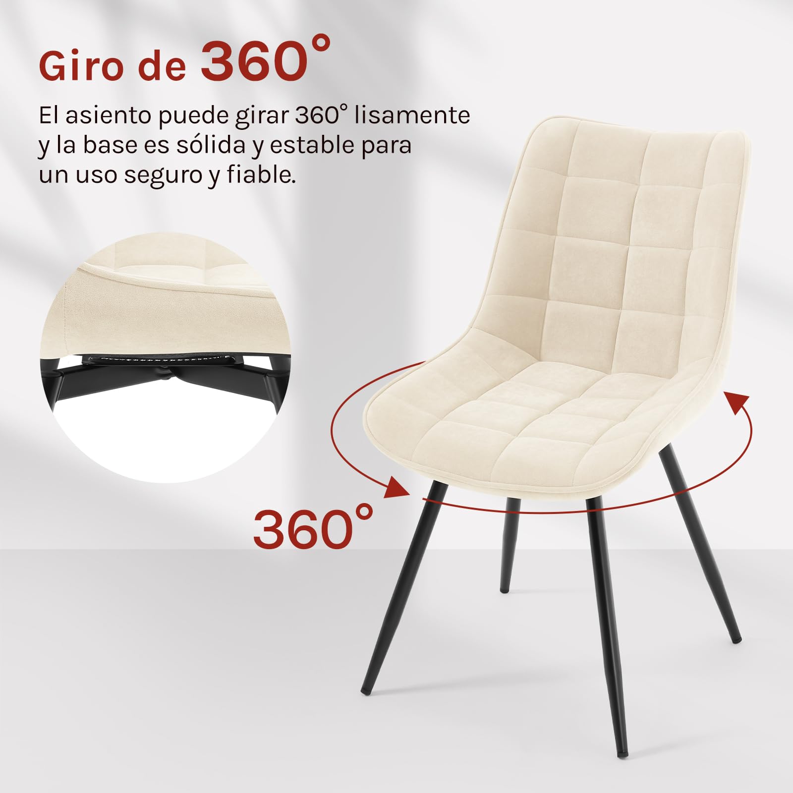 WOLTU Juego de 4 Sillas Comedor Giratorias,Terciopelo,Beige