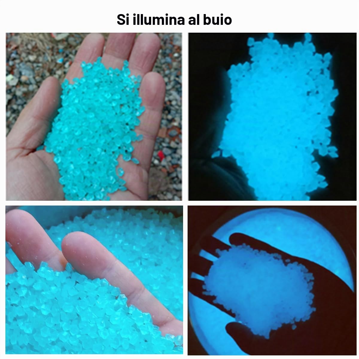 6000 pezzi di sabbia luminosa piccola ghiaia luminosa sabbia nottilucente pietre fluorescenti per acquario giardinaggio pietre decorative in resina Aquascape Glow in Dark 3-5 mm/150 g (azzurro)