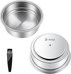 51mm Filtro de Café de Acero Inoxidable 2 Tazas Espresso Cesta Presurizada 2 Tazas Acero Inoxidable Compatible con Cecotec Ufesa Breville Repuesto con Cepillo de Limpieza