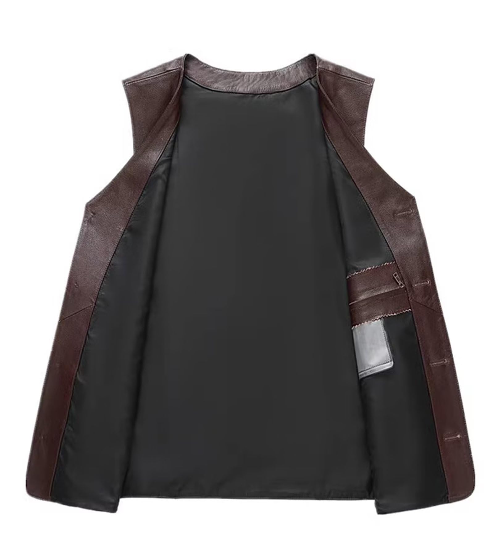 Uomo Gilet da pesca all'aperto Gilet da motociclista in pelle Giacche casual senza maniche Tops Campeggio Caccia Fotografia Gilet con collo a V Gilet da moto