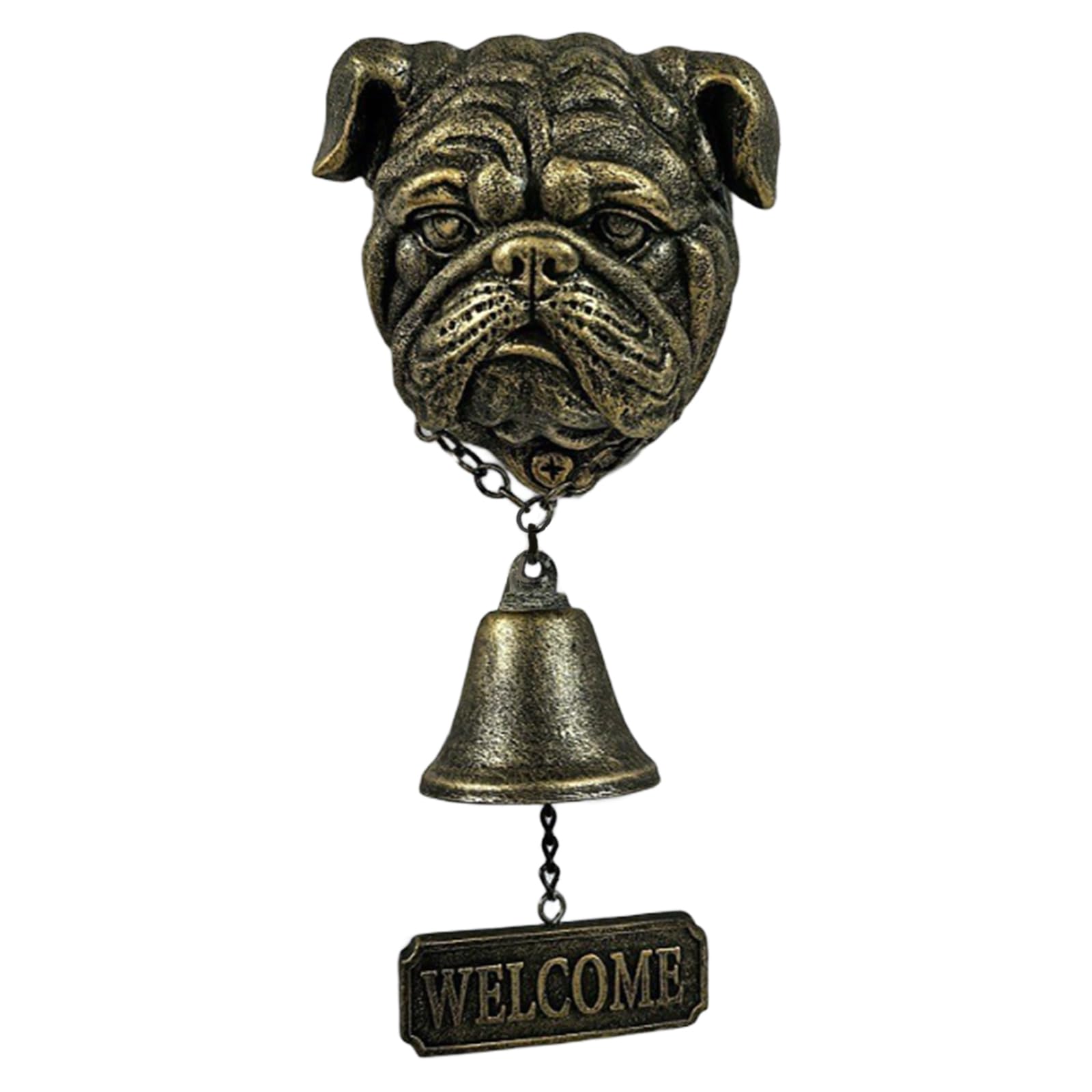Nucelit Bronze Dog Head Shape Resins Welcome Doorbell Outdoor Wall Hanging Decoration for Dog Lover Home Entrance Decors Head Statue Door Ornament